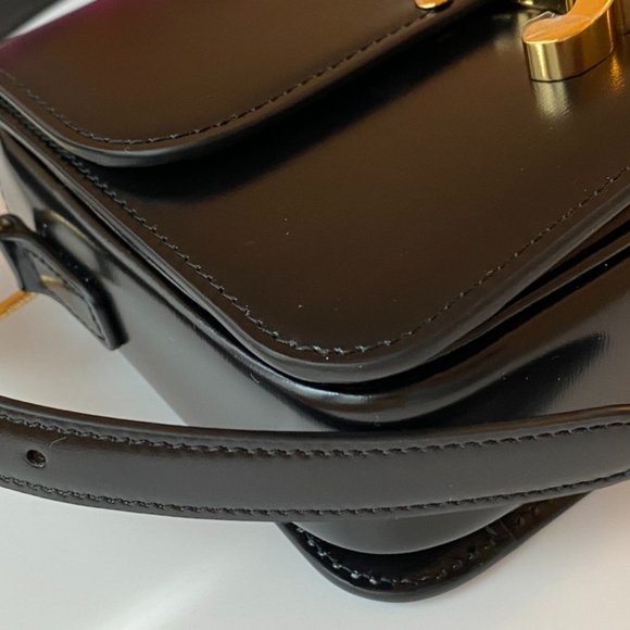 Brand New Celine Triomphe Teen Bag in Shiny Black Calfskin Leather - Picture 6 of 16